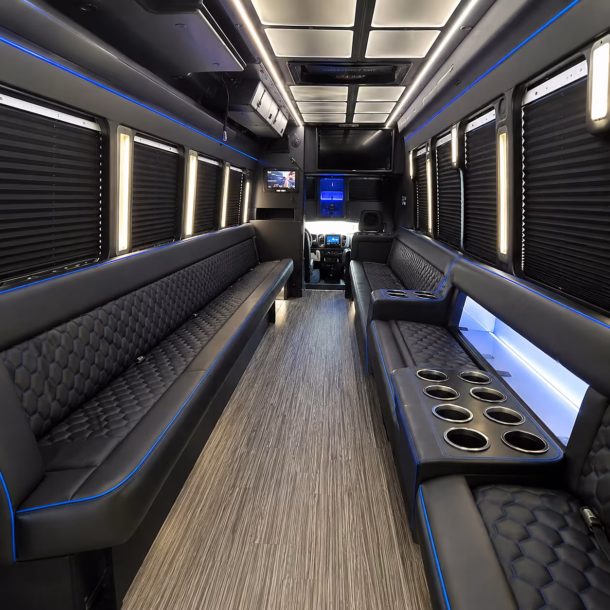 Chula Vista Wedding Transportation party bus interior