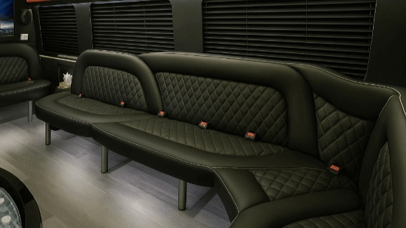 Interior of Charter Bus Company National City's 18 Passenger Party Bus in National City