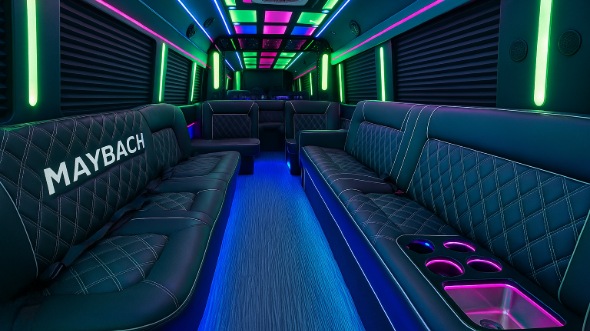 Interior of Charter Bus Company La Mesa's 20 Passenger Party Bus in La Mesa