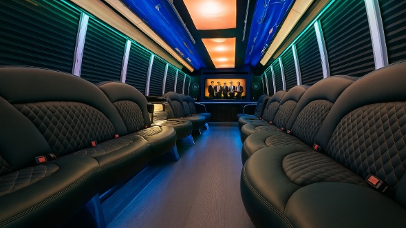 Interior of Charter Bus Company National City's 20 Passenger Party Bus in National City