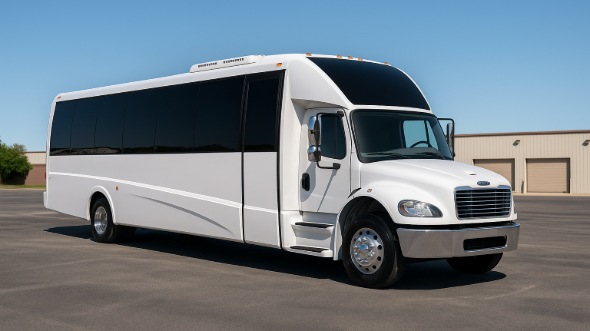 Exterior of Charter Bus Company La Mesa's 20 Passenger Party Bus in La Mesa