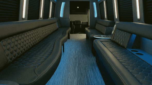 Interior of Charter Bus Company Escondido's 25 Passenger Party Bus in Escondido