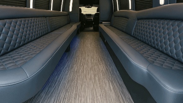 Interior of Charter Bus Company Carlsbad's 28 Passenger Party Bus in Carlsbad