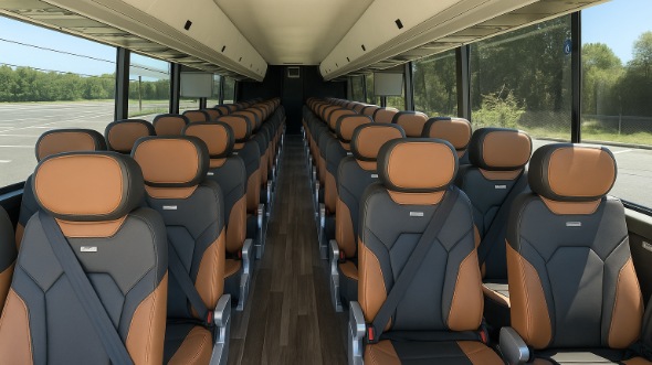 Interior of Charter Bus Company Chula Vista's 40 Passenger Charter Bus in Chula Vista