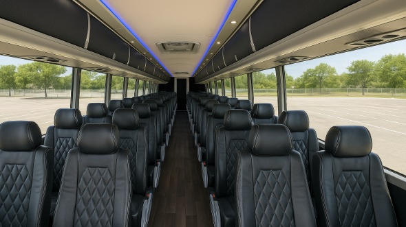 Interior of Charter Bus Company Chula Vista's 44 Passenger Charter Bus in Chula Vista