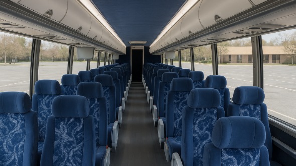 Interior of Charter Bus Company Chula Vista's 46 Passenger Charter Bus in Chula Vista