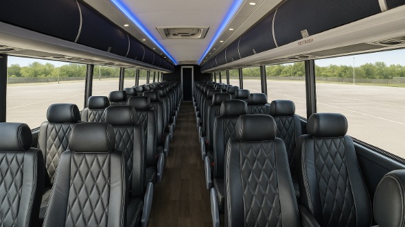 Interior of Charter Bus Company Chula Vista's 47 Passenger Charter Bus in Chula Vista