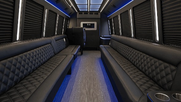 Interior of Charter Bus Company Escondido's 50 Passenger Party Bus in Escondido