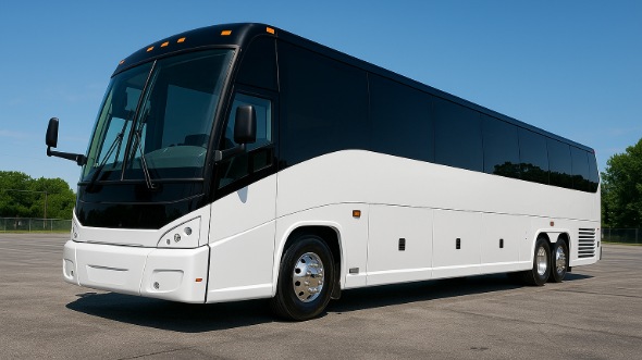 Exterior of Charter Bus Company Vista's 50 Passenger Party Bus in Vista