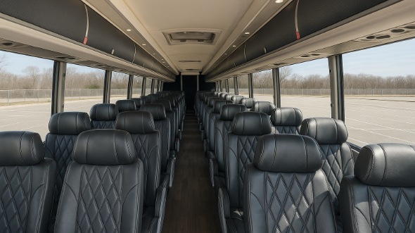 Interior of Charter Bus Company Chula Vista's 56 Passenger Charter Bus in Chula Vista
